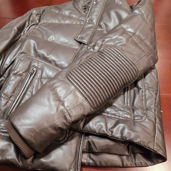 VERSACE COLLECTION Down Filled Leather Moto Jacket - Picture 16 of 16